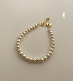 personalized initial shell pearl bracelet