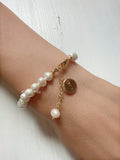 personalized initial shell pearl bracelet