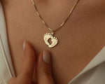 Baby footprints Name necklace for Mother