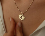 Baby footprints Name necklace for Mother