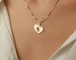 Baby footprints Name necklace for Mother