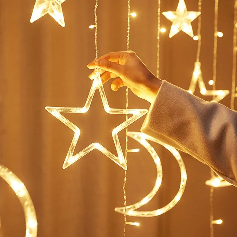 Star and Moon led string lights curtain ligjts Toobas.pk