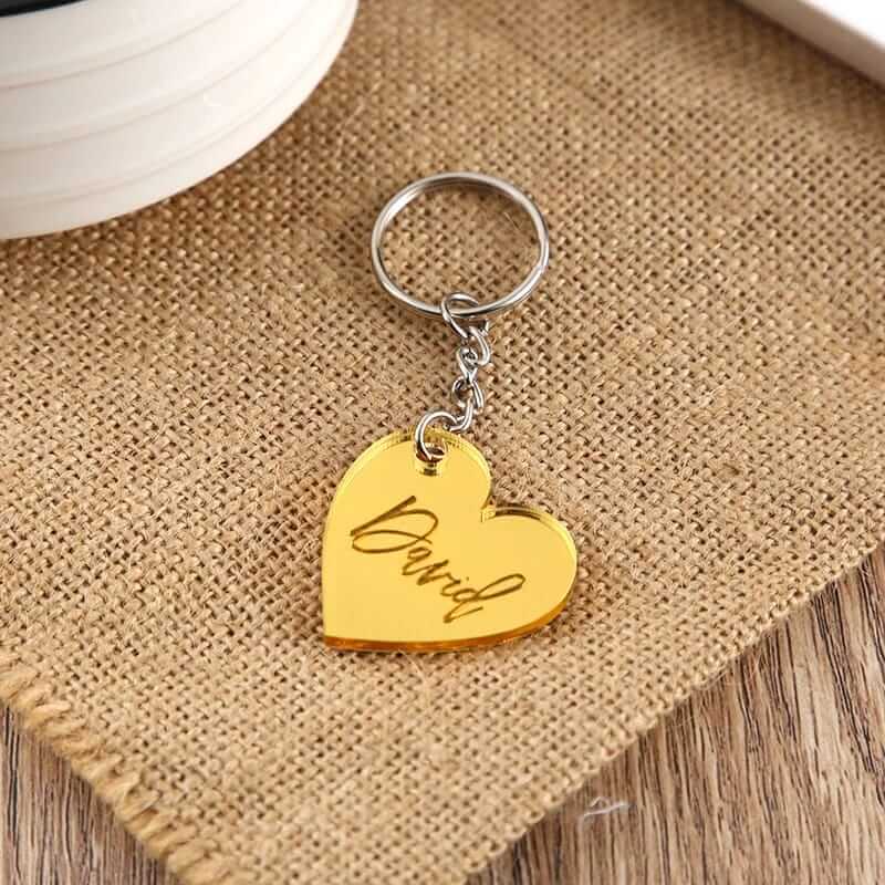 Heart keychain with on sale name